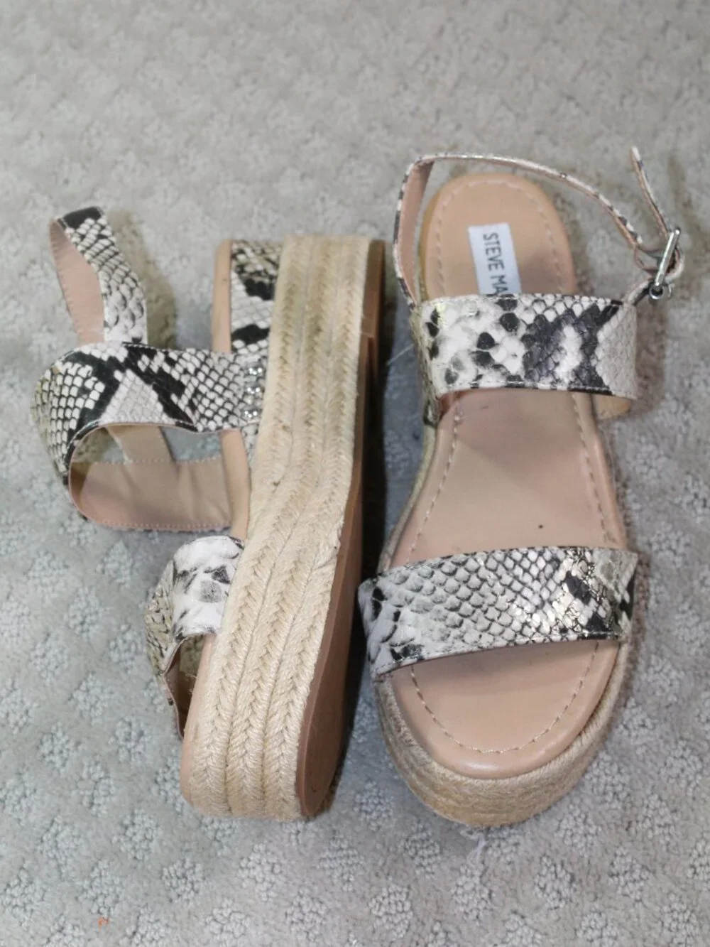Steve Madden Fifer Size 9 Platform Snakeskin Print Espadrille Sandals